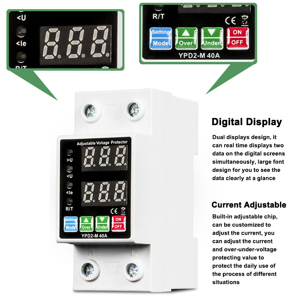 Dual Displays Self-reset Protector Overvoltage Undervoltage Current C9R9
