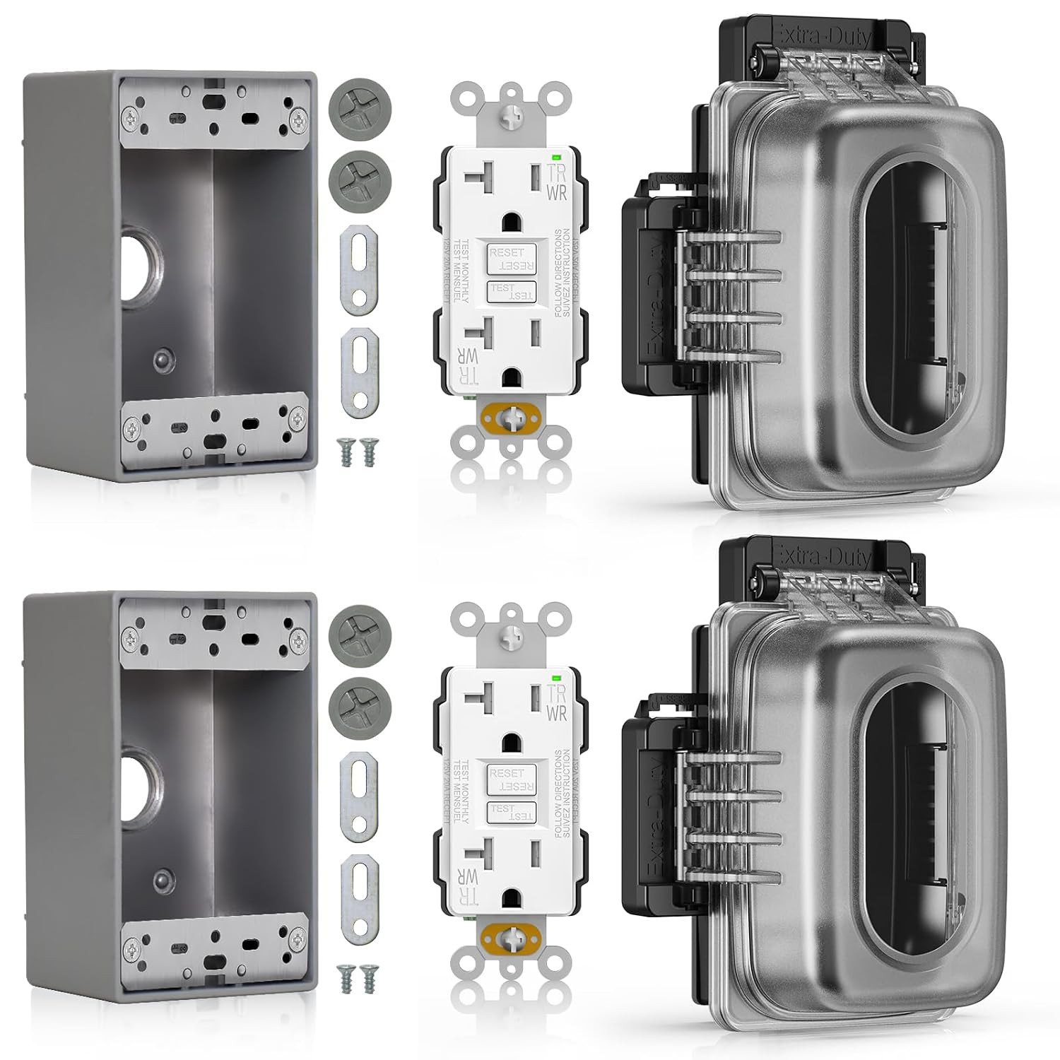 Outdoor GFCI Outlet with in Use Cover and Box Kit, 1 Gang, 20 Amp TRWR Self-Test