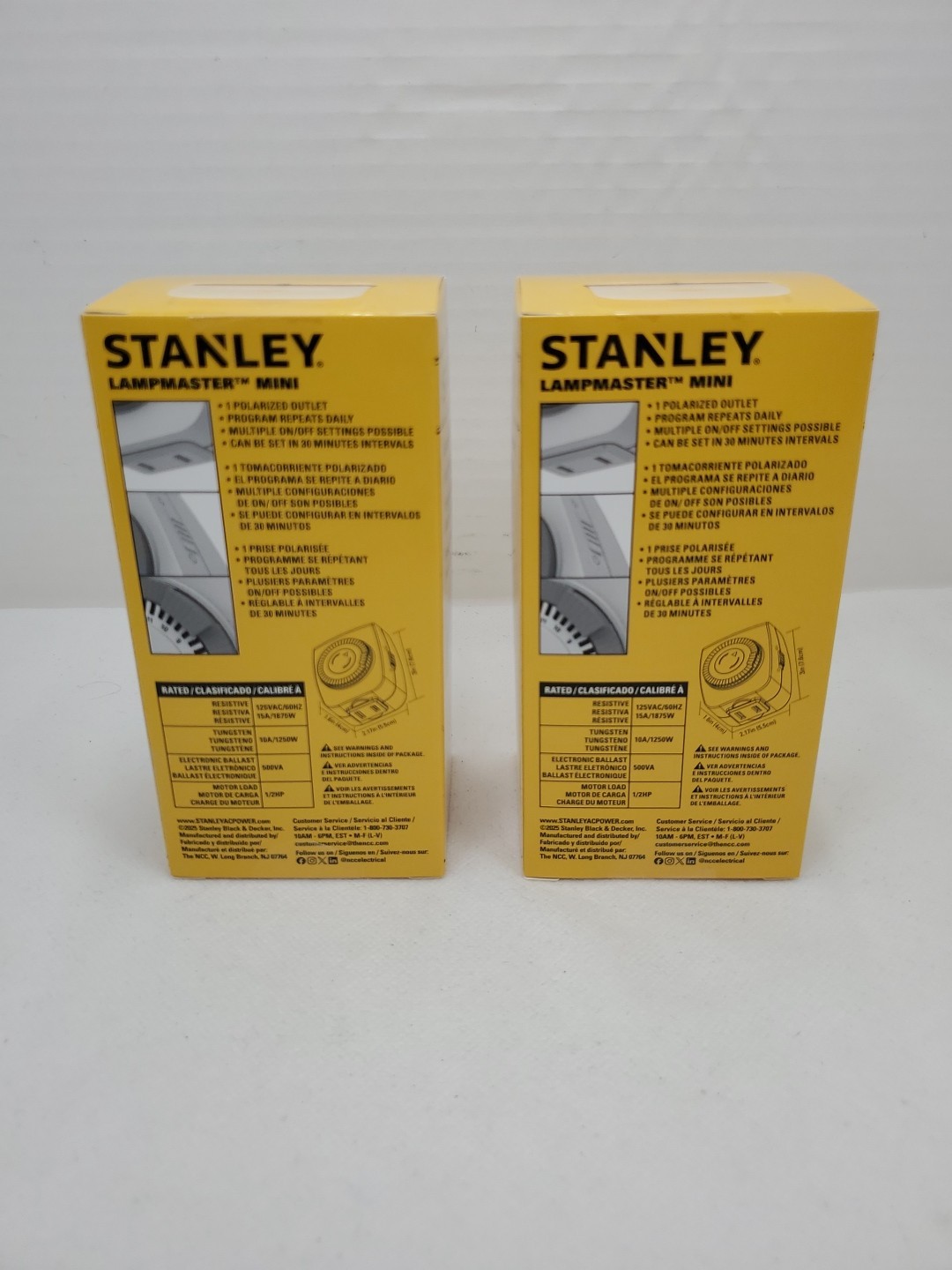 Lot 2 Stanley Lampmaster Mini Indoor 24 Hr Mechanical Timer White Single Outlet