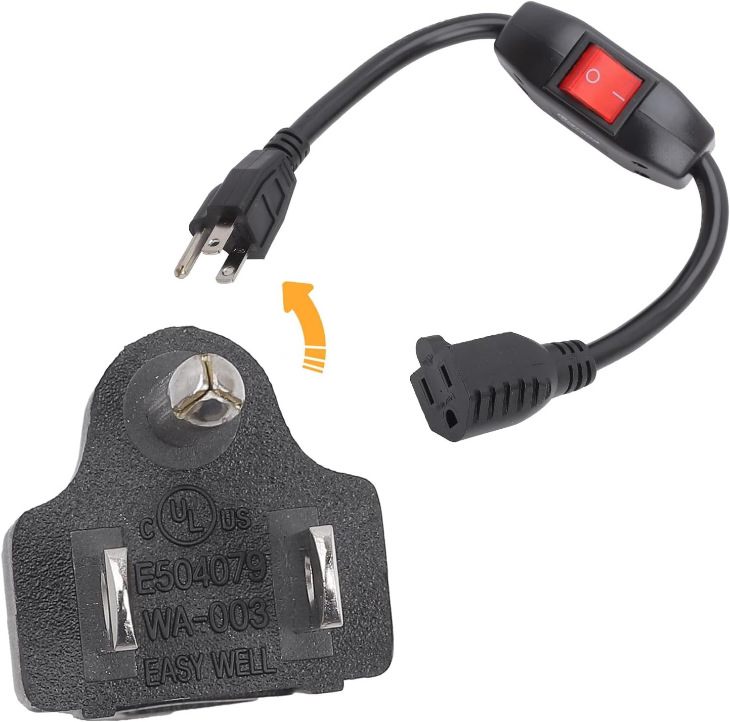 Inline On/Off Switch Extension Cord, 3-Prong Household Switchable Power Cord,…