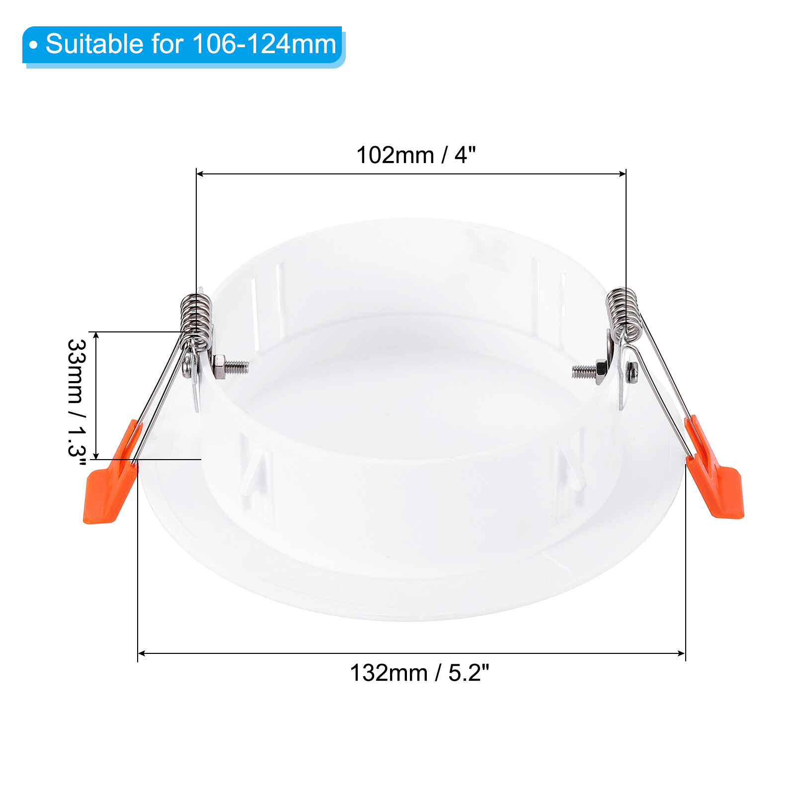 4″ Spring Ceiling Cover Plate Suitable for 4.1-4.9inch Round Hole White