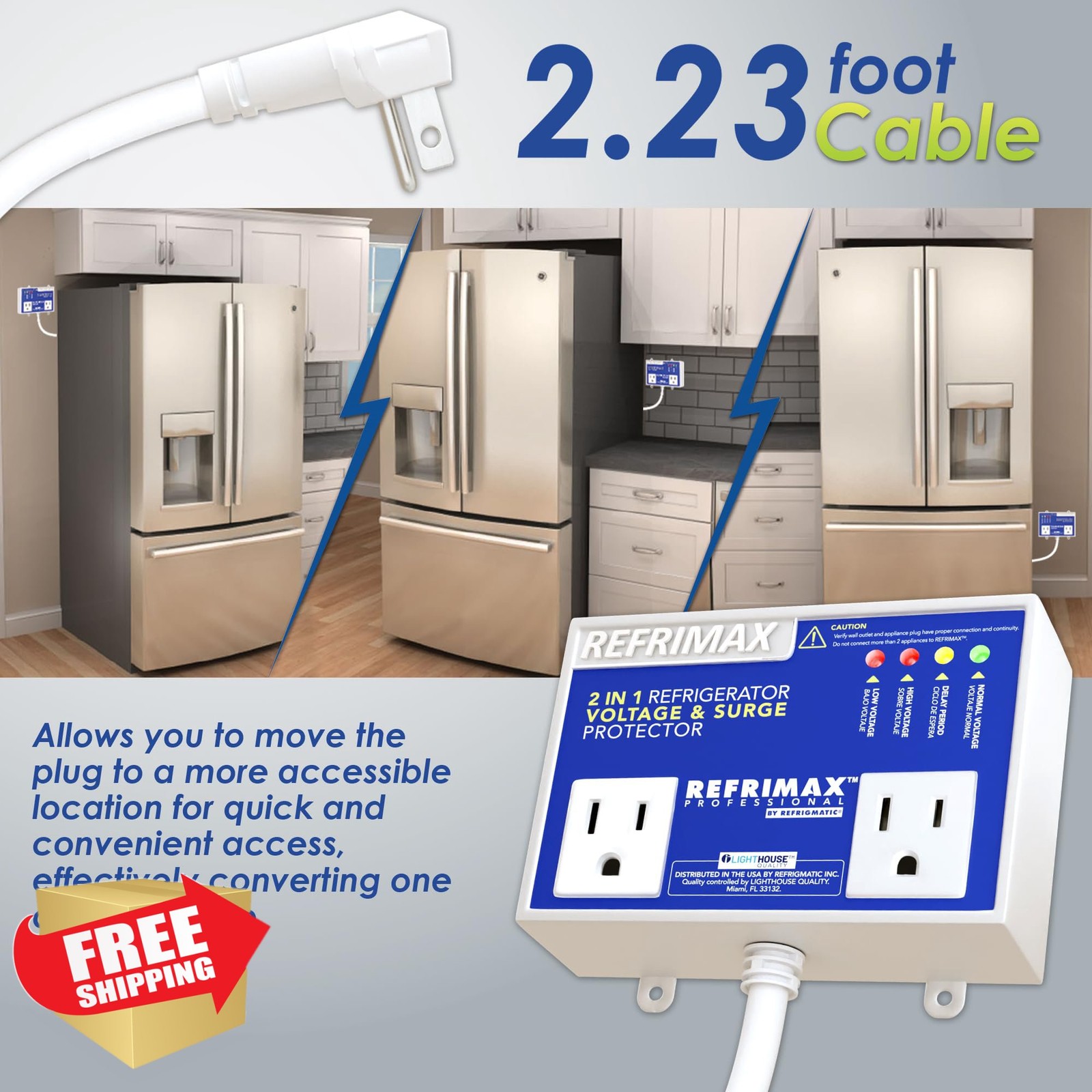 Refrimax Voltage and Surge Protector for Refrigerators 27 cu. ft. or More, Tw…
