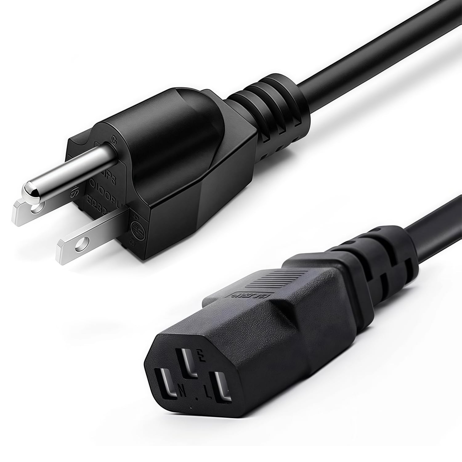 Kado 3 Prong AC Power Cable 1.5m, 5 Feet 125 Volts 10 Amps Cord Black