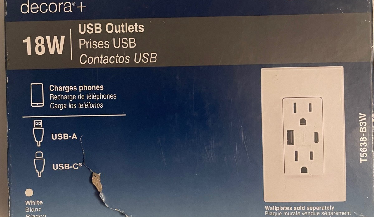 2-Pack LEVITON T5638-B3W Tamper-Resistant 18W USB-A & USB-C Duplex OUTLETS