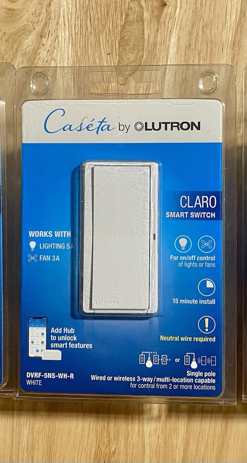 Lutron Caseta Claro Smart Switch White DVRF-5NS-WH-R BRAND NEW