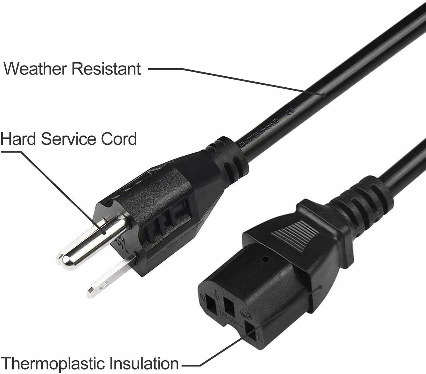 20Ft Extension Cord With 125 Volts At 13 Amps -16 AWG Power Extension Cable Cord