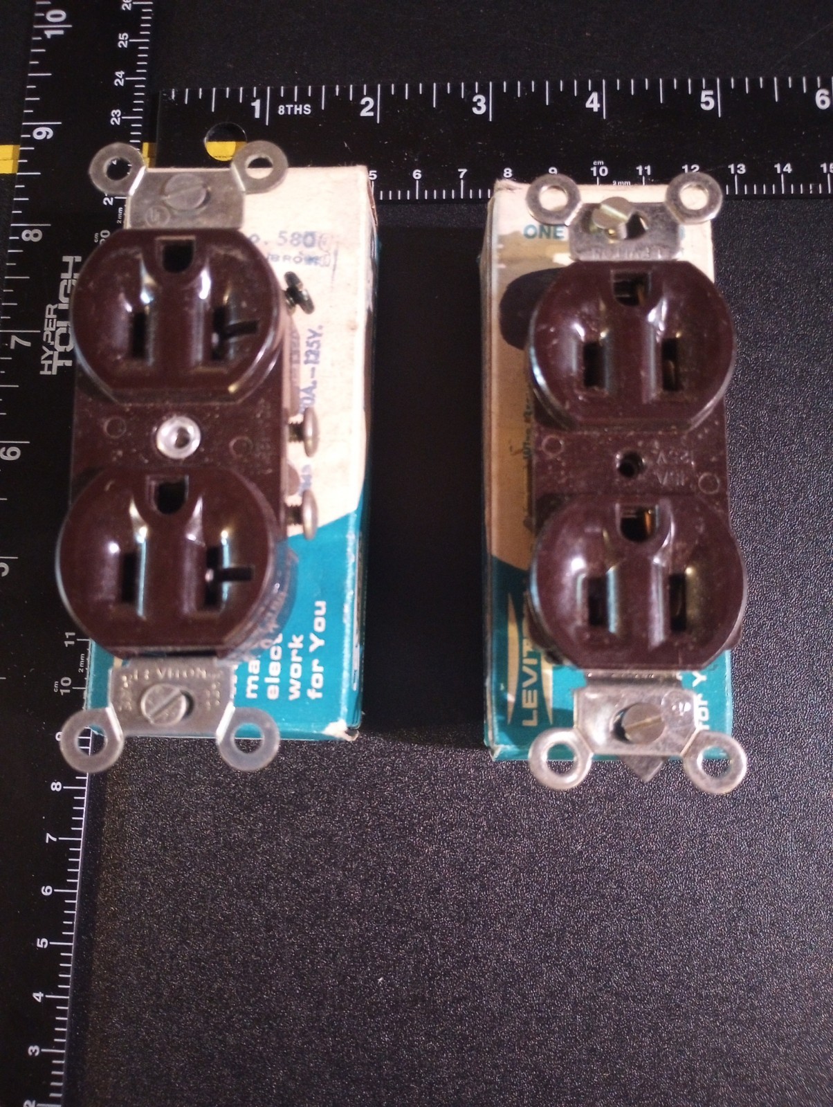 Vintage Leviton Electrical Outlets Brown 20A 15A Duplex Receptacle