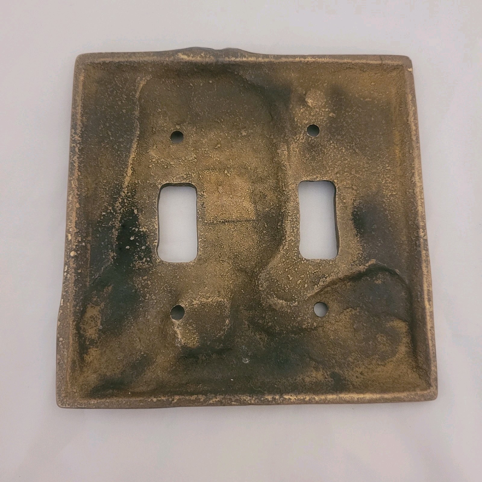 Vintage Brass Lion Double Light Switch Plate Regal Royal Animal 4.5″