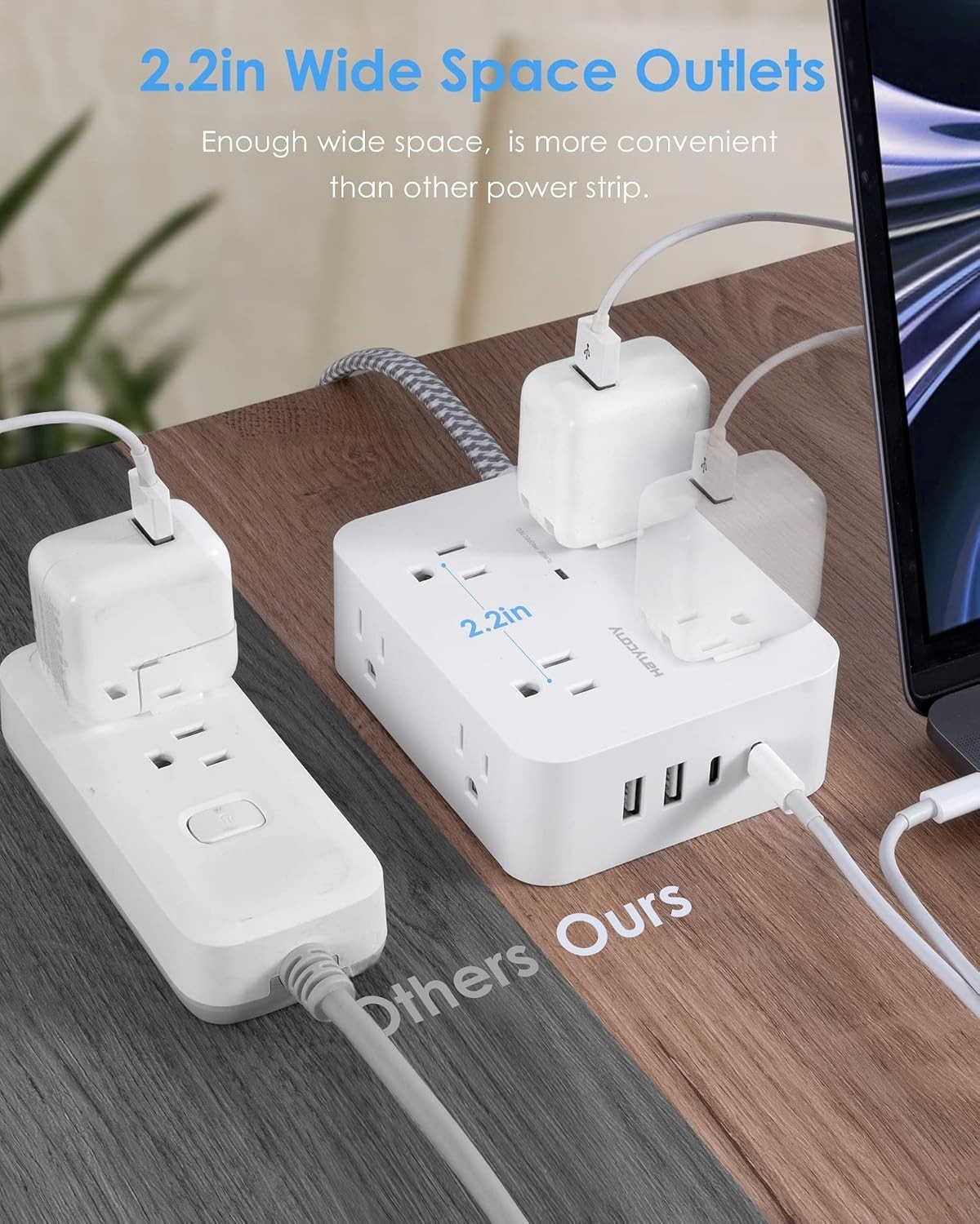 6Ft Surge Protector Power Strip USB C, 1080J, 8 Outlet Extender | Extension C…