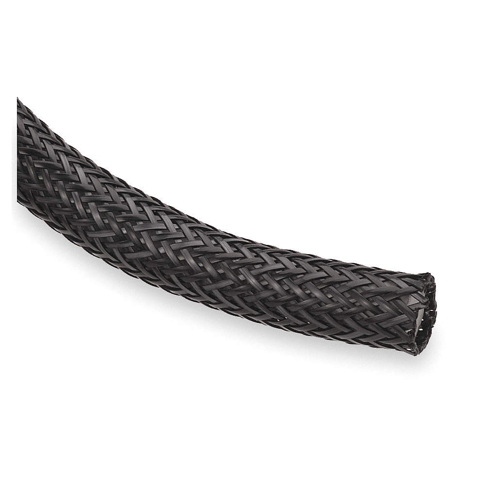 TECHFLEX NHN1.00BK10 Braided Sleeving,1.000 In.,10 ft.,Black 2RMA6