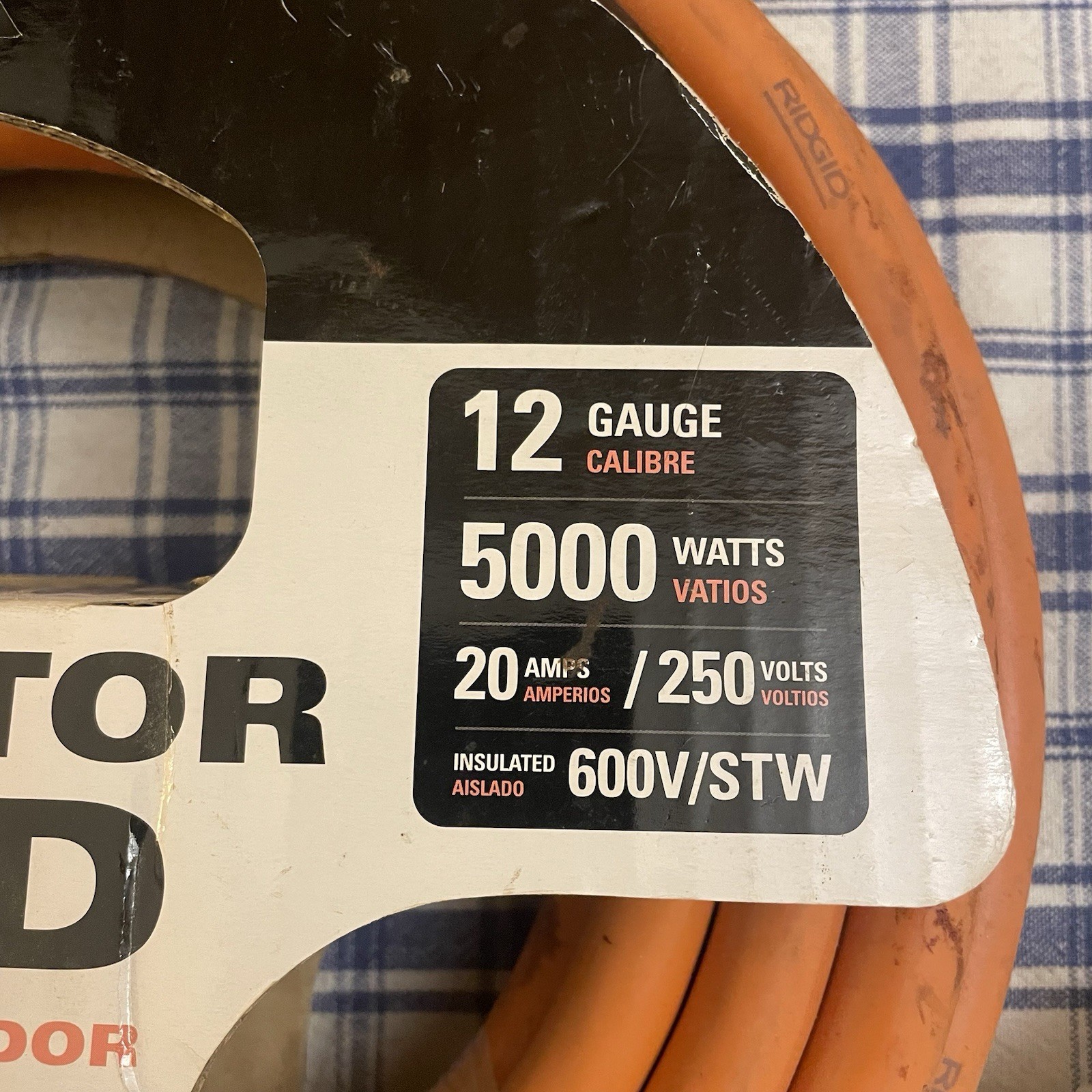 Ridgid Generator Power Cord 25 ft 12 Gauge 20 Amps 5000 Watts