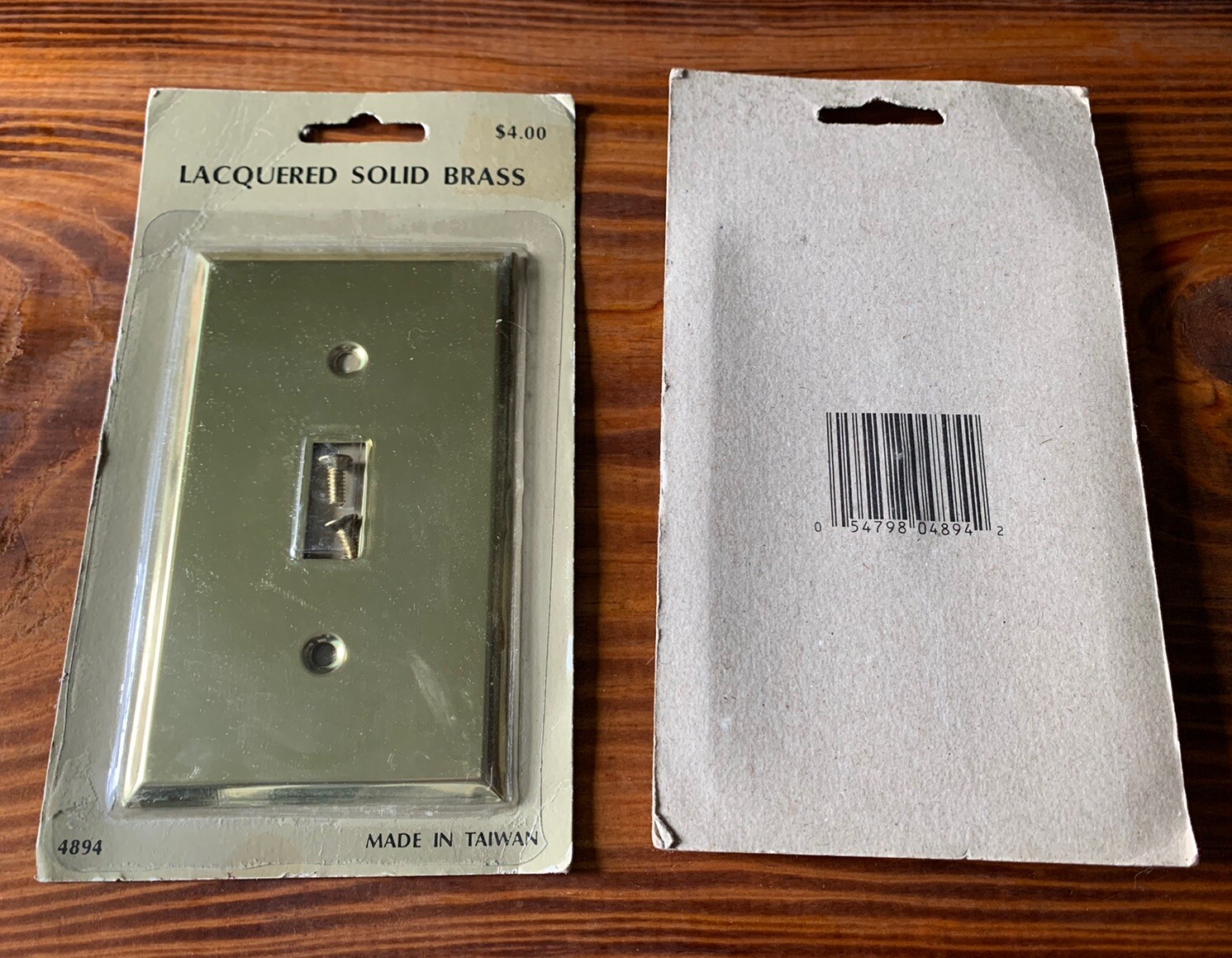 Vintage Lacquered Solid Brass Single Switch Wall Plate Cover, Set of 2, Taiwan