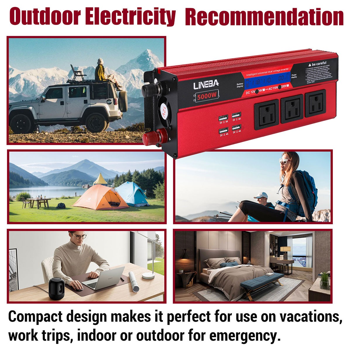 1500W 2500W 5000W Power Inverter 12V To 110V 120V Converter For Boat Car Camping