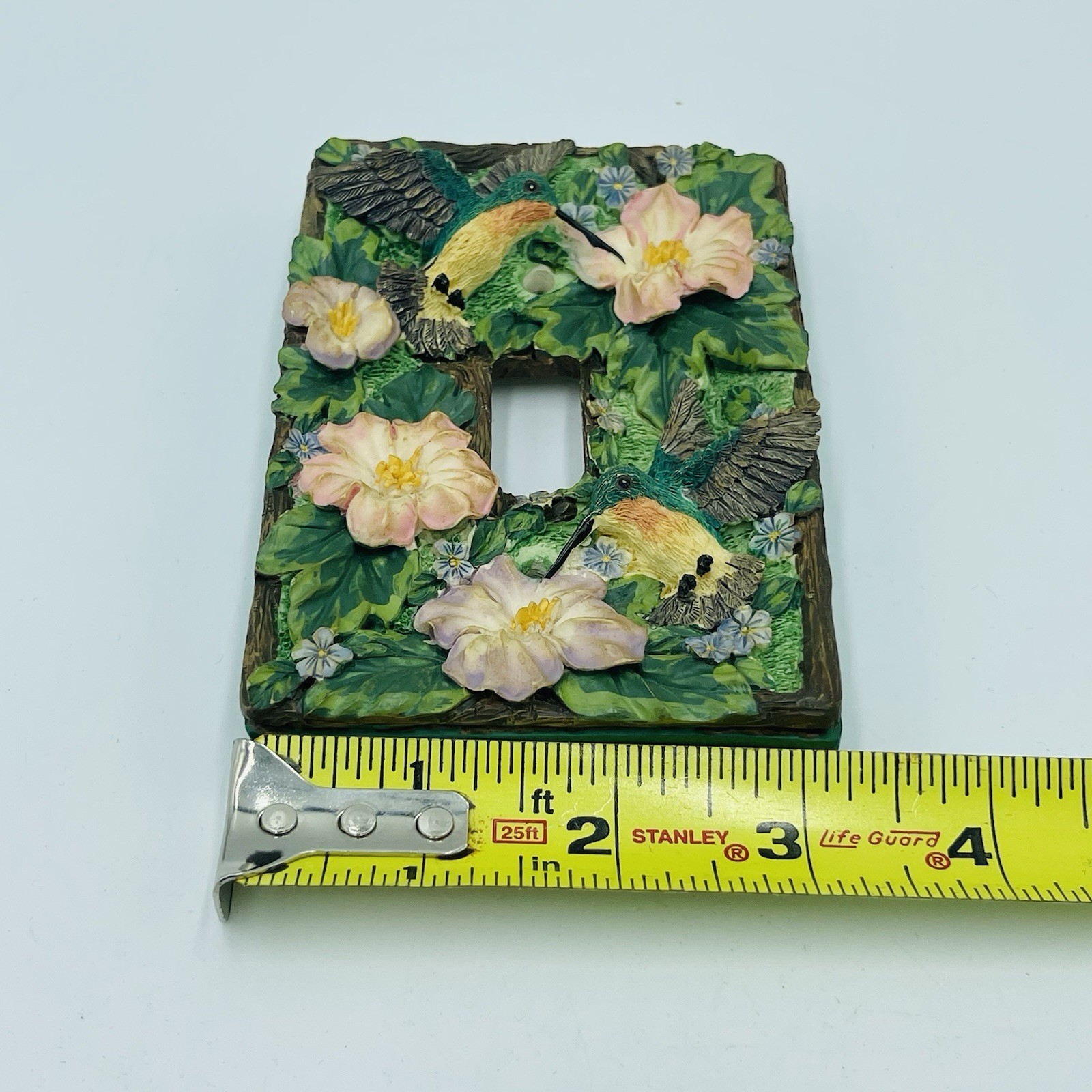 Switch Cover Hummingbird & Floral Light Green Resin 3D Single Toggle