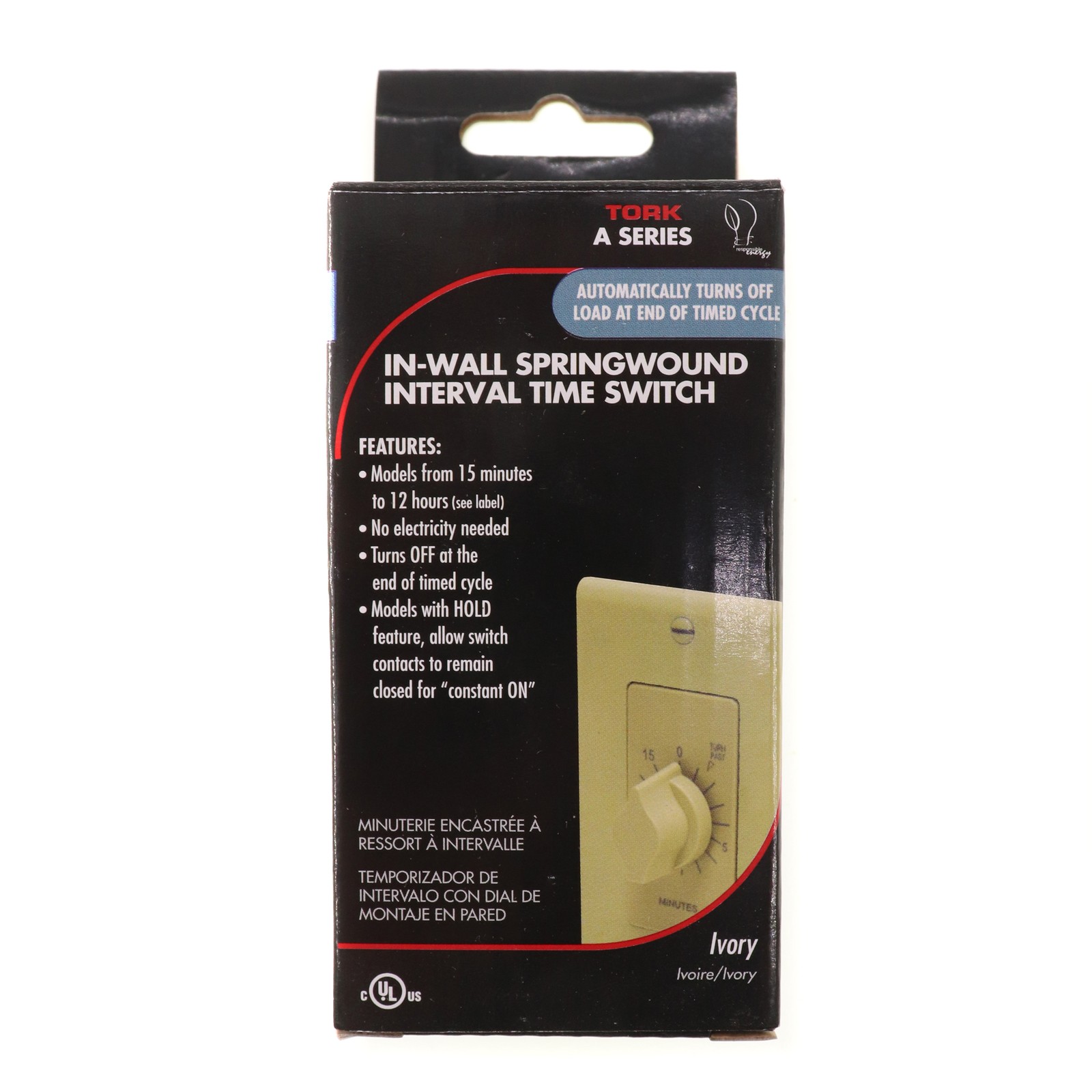 TORK A515MH AUTO-OFF IN-WALL TIMER SWITCH WITH HOLD, 15 MINUTE, IVORY