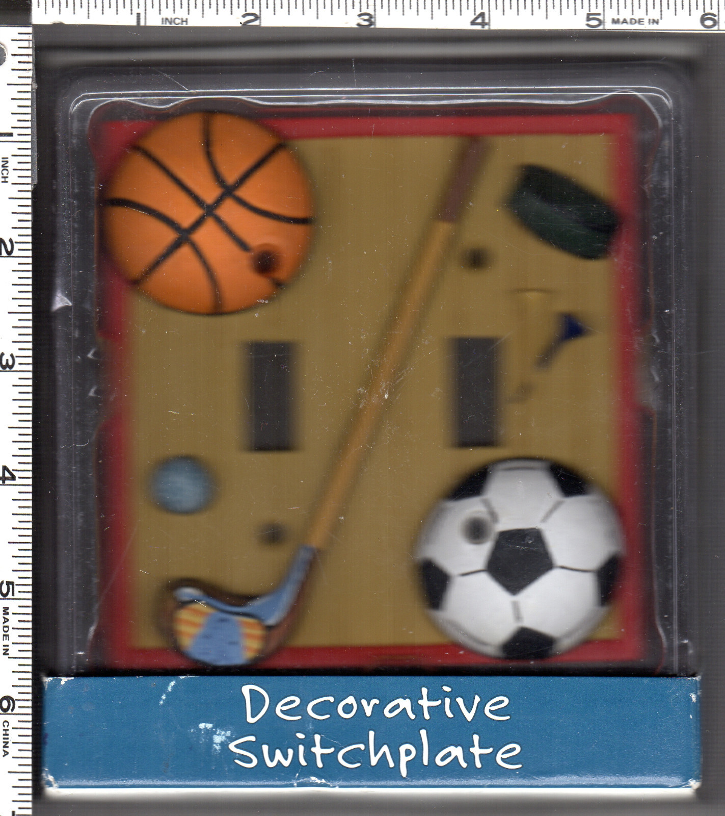 Borders Unlimited 3D Double Toggle Switch Wall Plate Cover Let’s Play Ball Ceram
