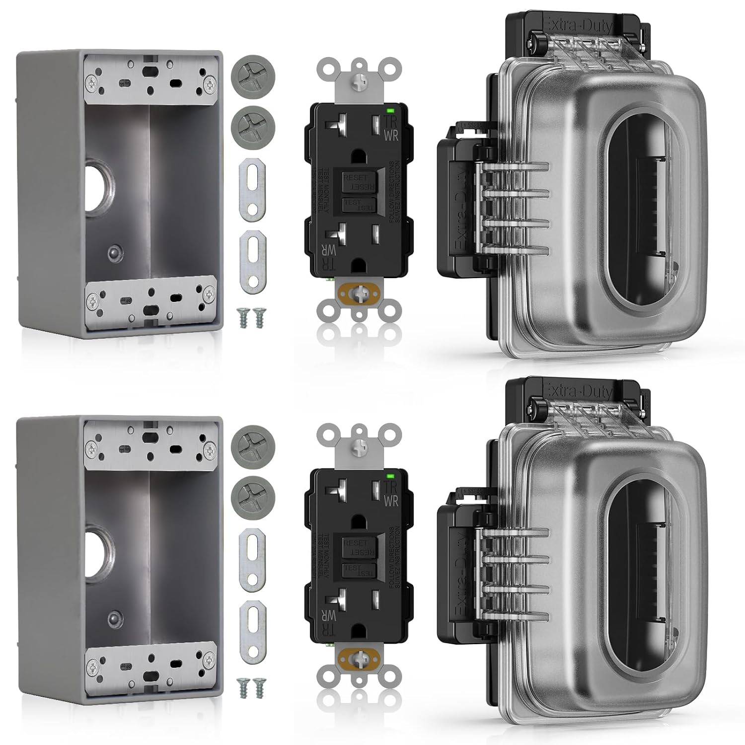 Outdoor GFCI Outlet with in Use Cover and Box Kit, 1 Gang, 20 Amp TRWR Self-Test