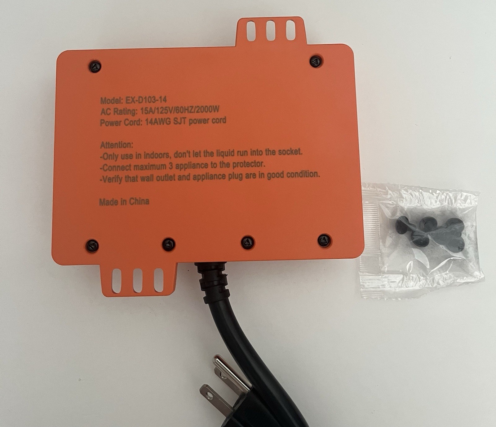 3 Outlet Refrigerator Surge Protector w/ Time Delay 15A/125V/60HZ