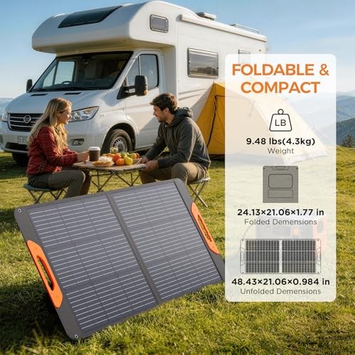 100W Portable Solar Panel with 5-in-1 Cable,23.5% Efficiency Mono 100W-1PCS