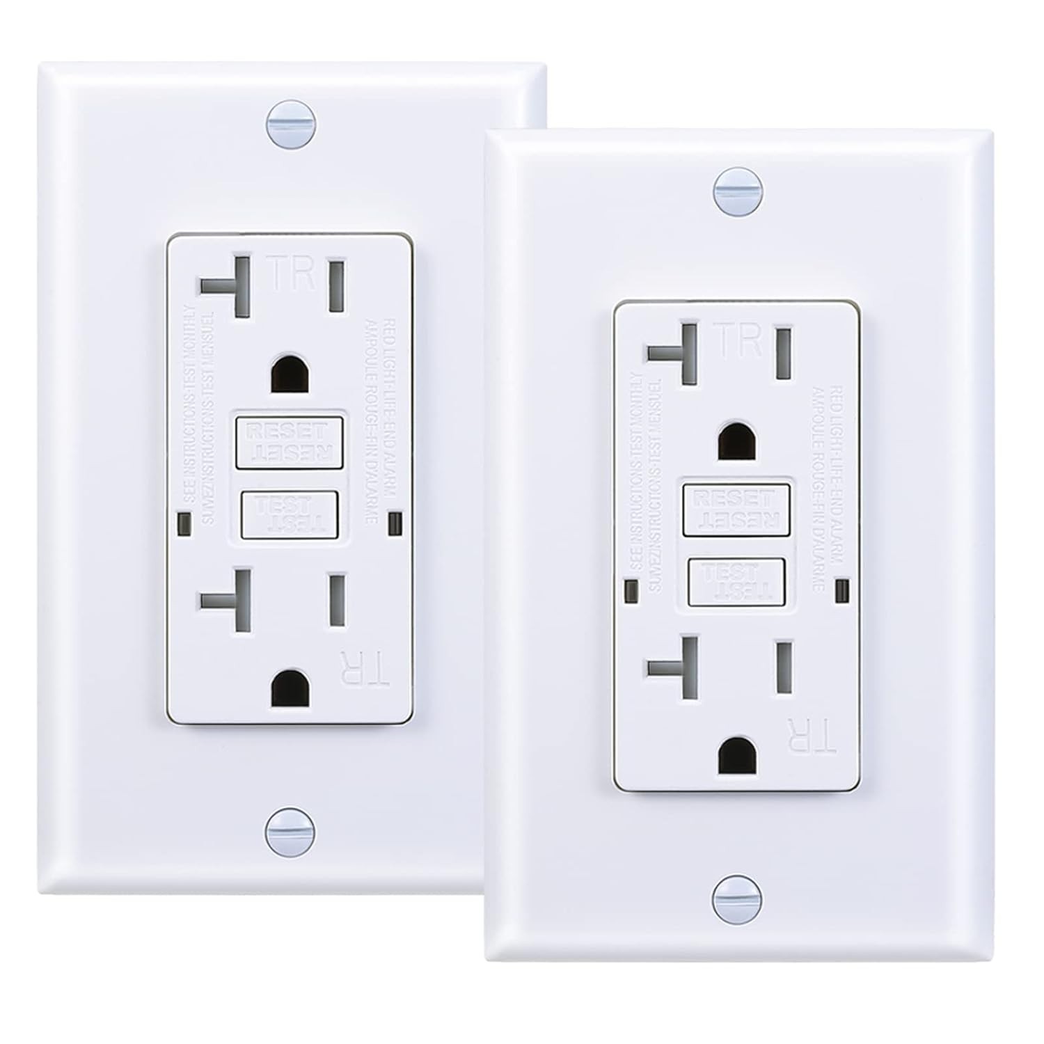 3Grace GFCI Outlet 20Amp with LED Indicator, Outdoor Tamper-Resistant, White