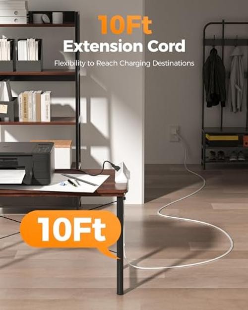 Desk Clamp Power Strip 10 Ft with 2100J Surge Protector, Gray | 5 10 FT Grey