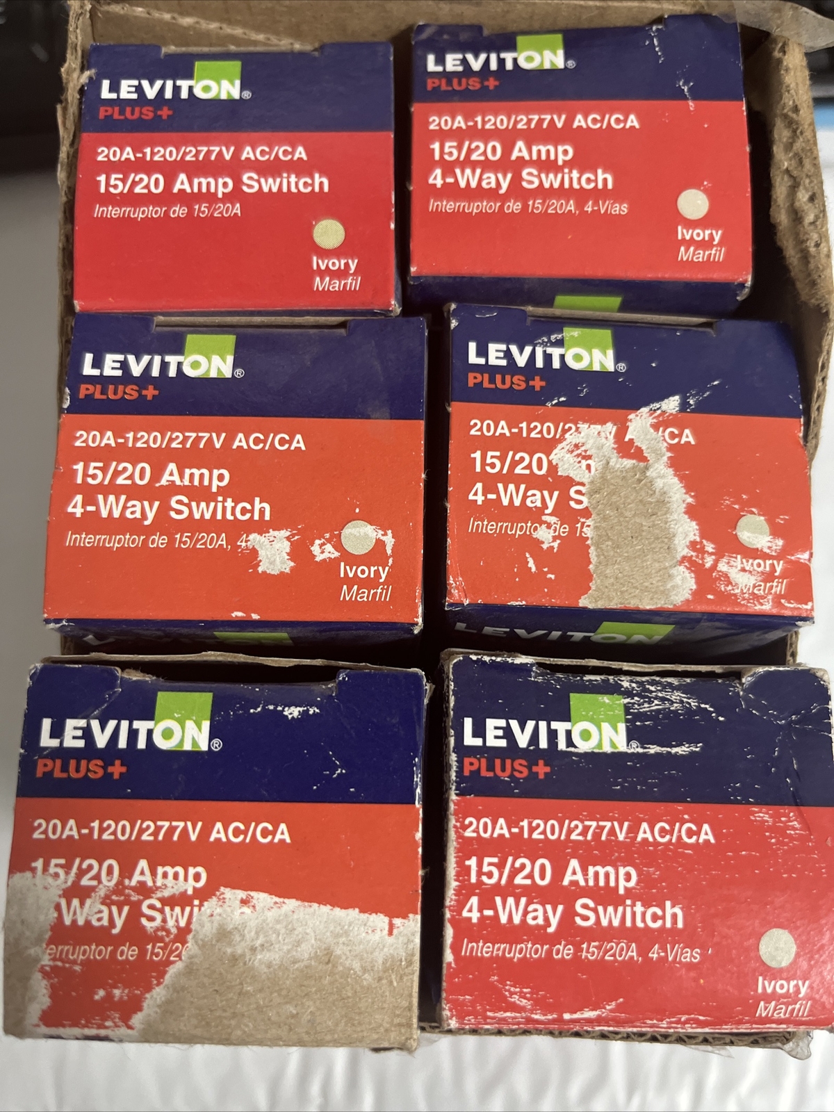 Leviton 20 Amp Preferred Toggle Switch, Ivory (6PK)
