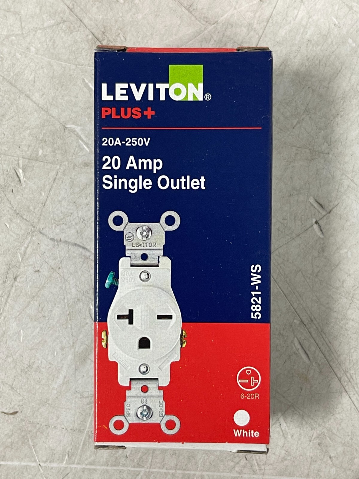 CASE OF 10 Leviton PLUS+ Commercial 20A-250V 20 PAMP Single Outlet 5821-WS