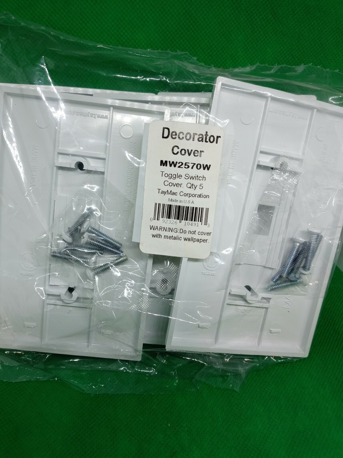 5 PACK TAYMAC 1-Gang PVC Decorator Wall Plate Toggle Switch Cover White MW2570W