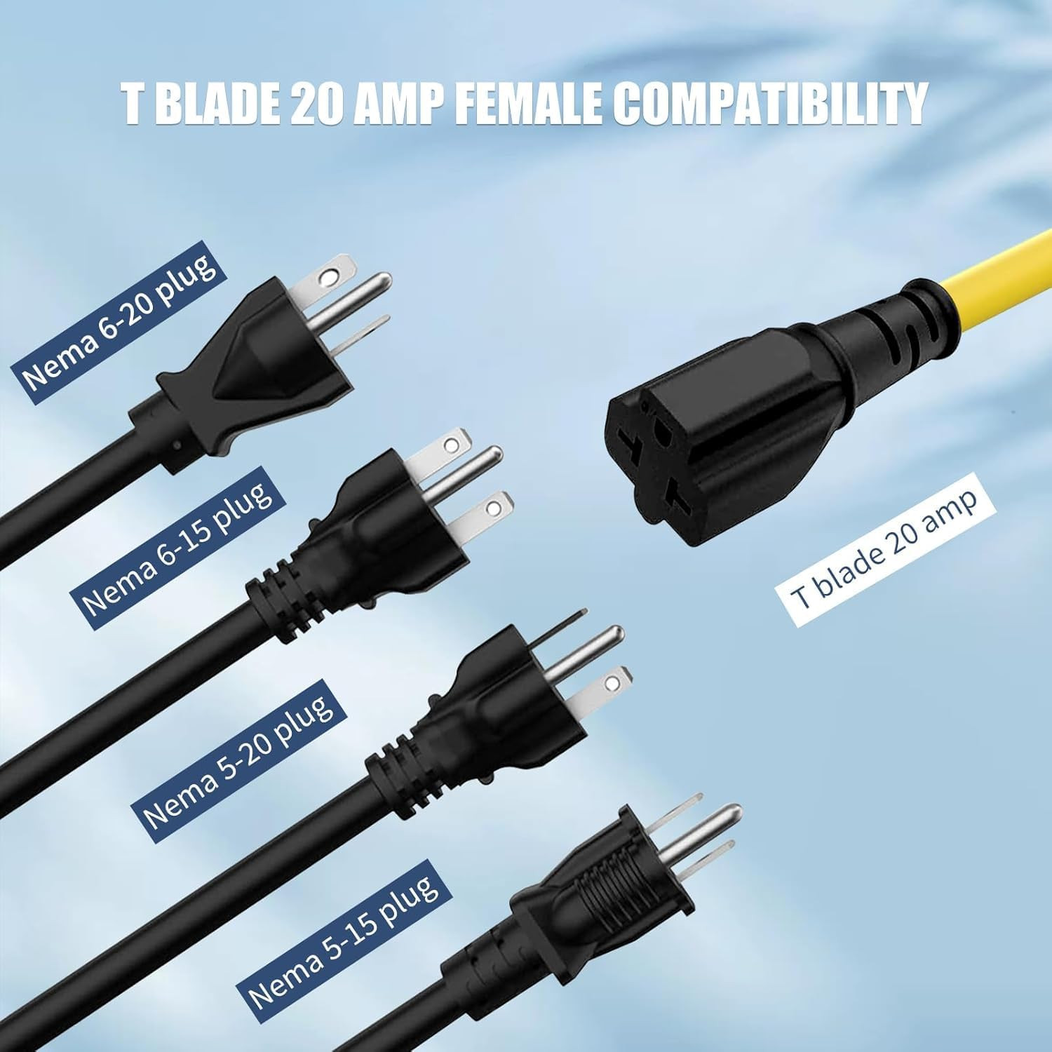 Heavy-Duty 20 Amp Extension Cord – 12AWG 1FT NEMA 5-15P to Bends