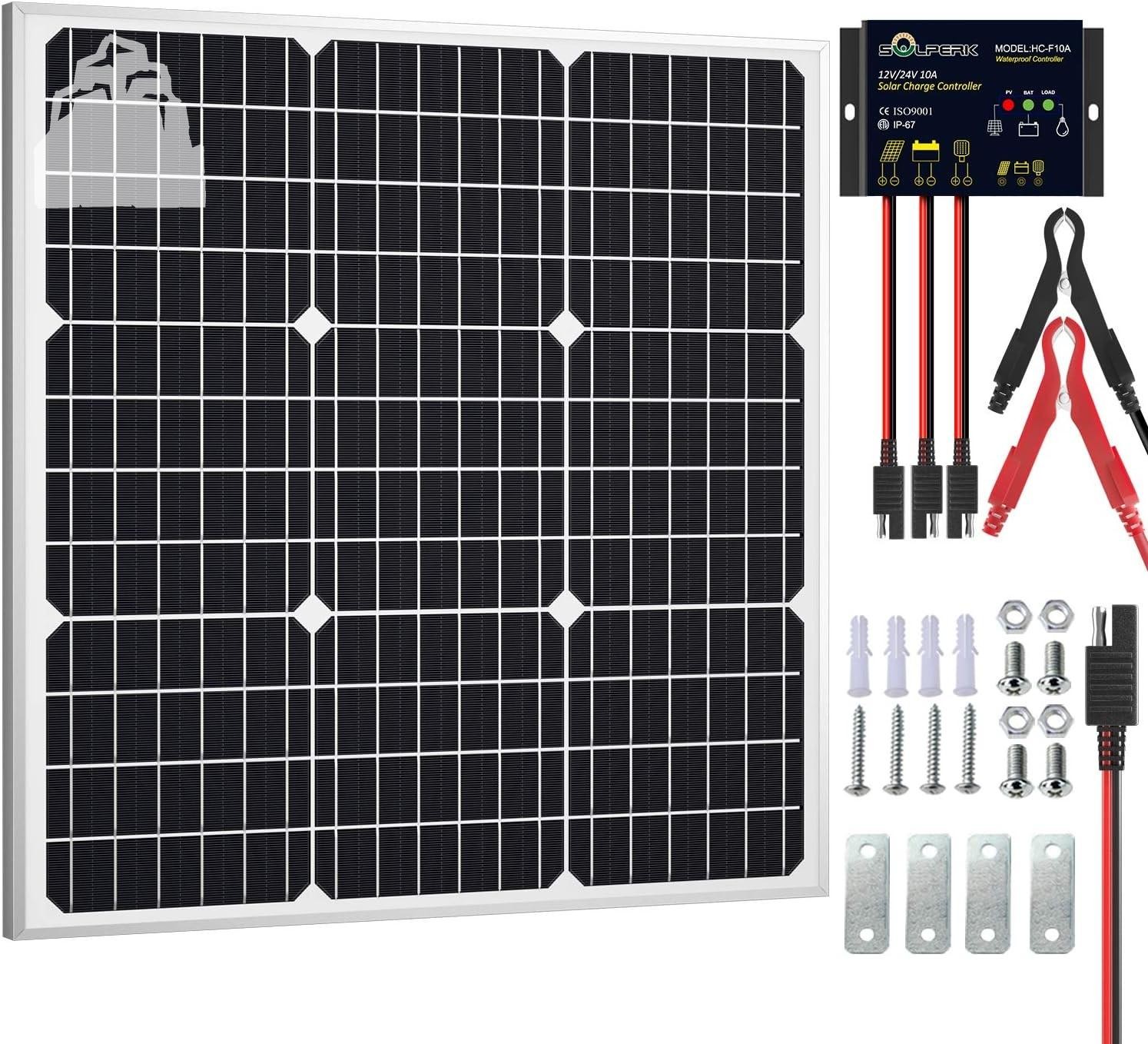 Solar Panel Kit 50W 12V Waterproof Battery Trickle Charger PWM