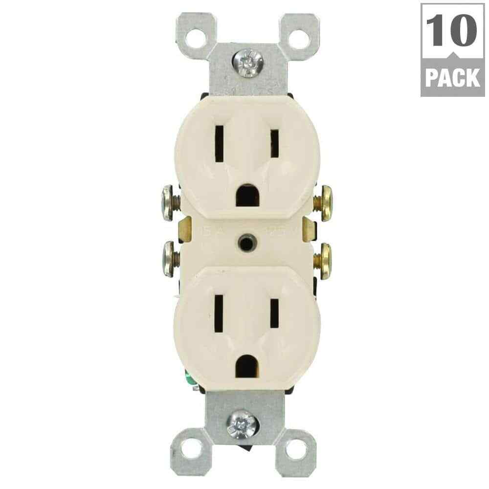 10 Pack Outlet Receptacle 125V 15 Amp Duplex Residential Dual Electrical Wall