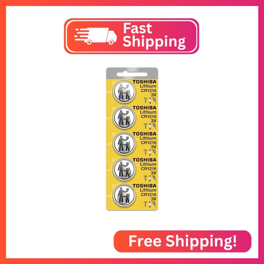 Toshiba CR1216 3 Volt Lithium Coin Battery (5 Batteries)