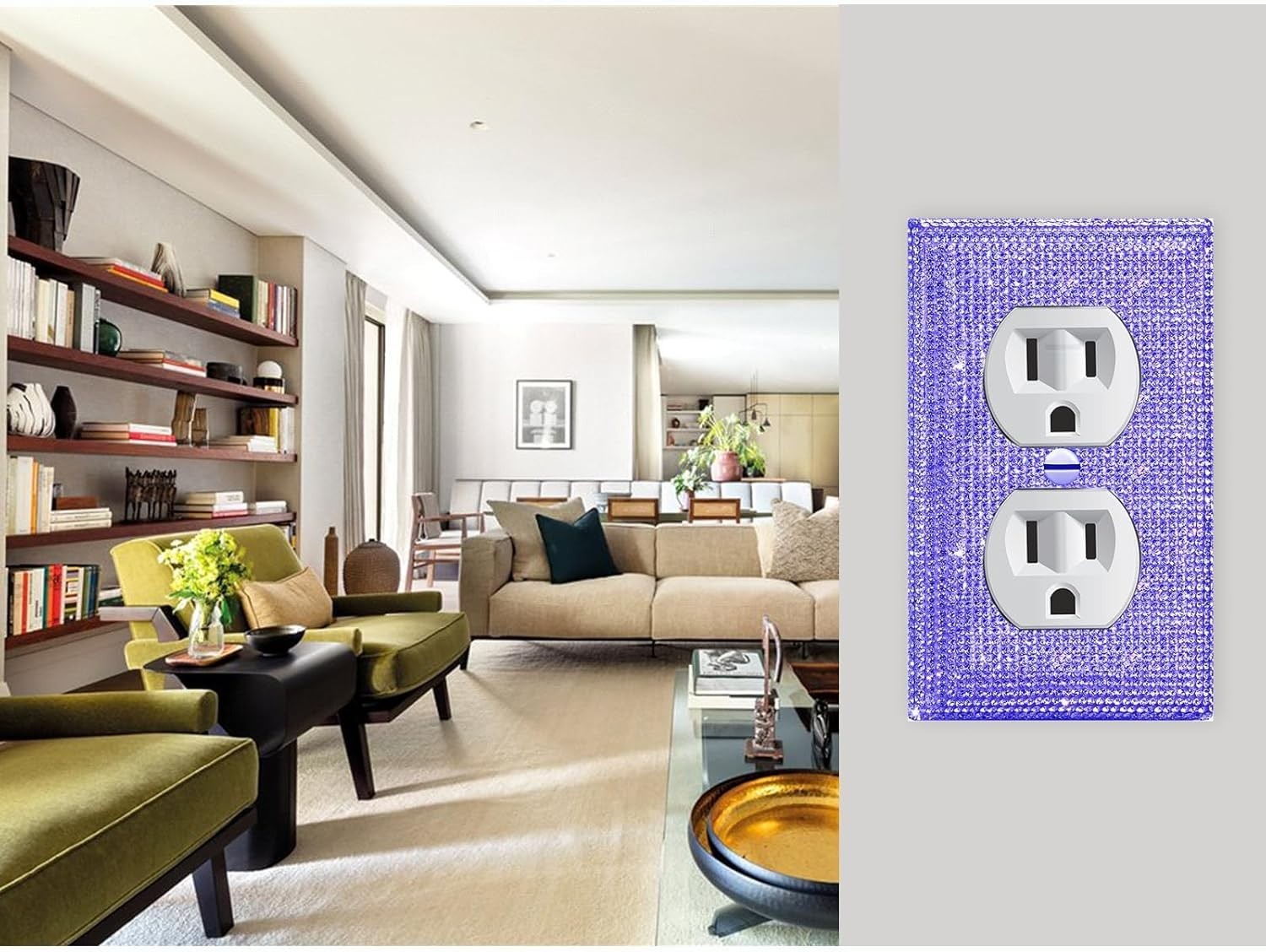 Decorative Purple Rhinestone Toggle Wall Plate Covers – Durable & Elegant 4-Pack