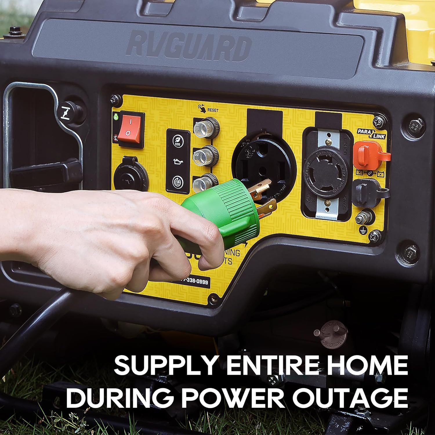 RVGUARD 4 Prong 30 Amp 75 Foot Generator Extension Cord, NEMA L14-30P/L14-30R, 1