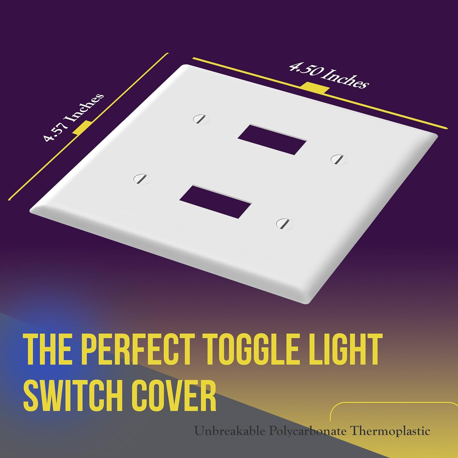 Toggle Light Switch Wall Plate, Gloss Finish, Size 2-Gang 4.50″ X 4.57″, Doub…
