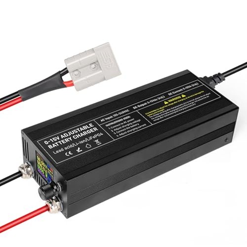 LiFePO4 Battery Charger, 14.6V High Power Charger Adjustable Voltage 0-15V &