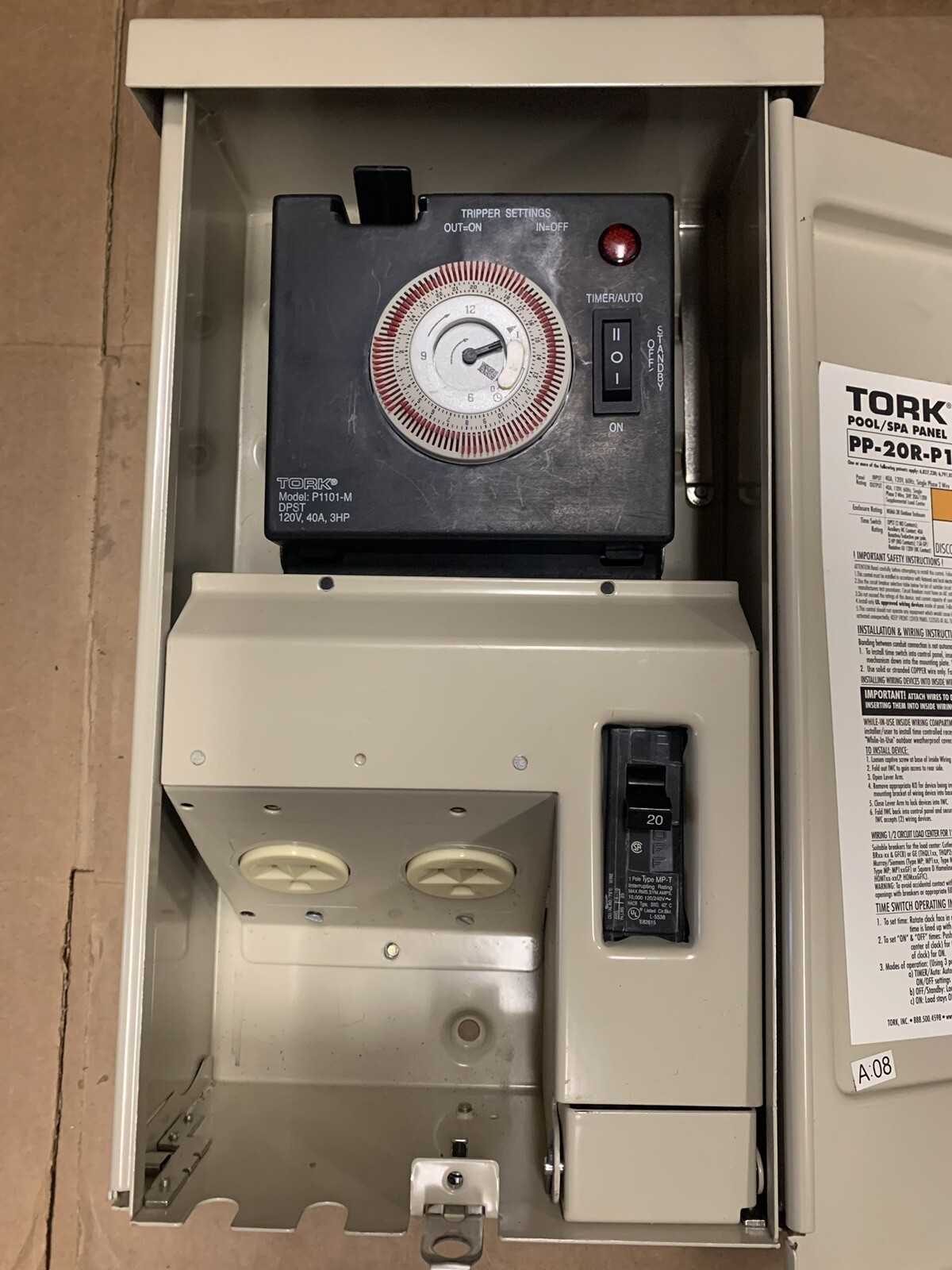 TORK NSI POOL SPA LIGHTING TIMER POWER SUB ELECTRICAL PANEL PP-20R-P1 NIB!