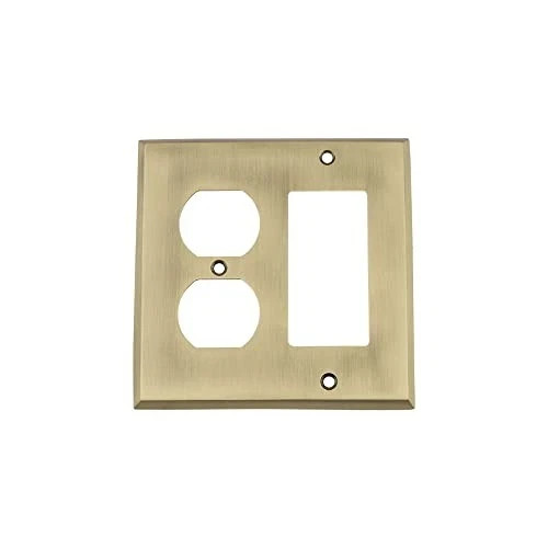 Nostalgic Warehouse New York Light Switch & Outlet Cover Plate, Antique Brass