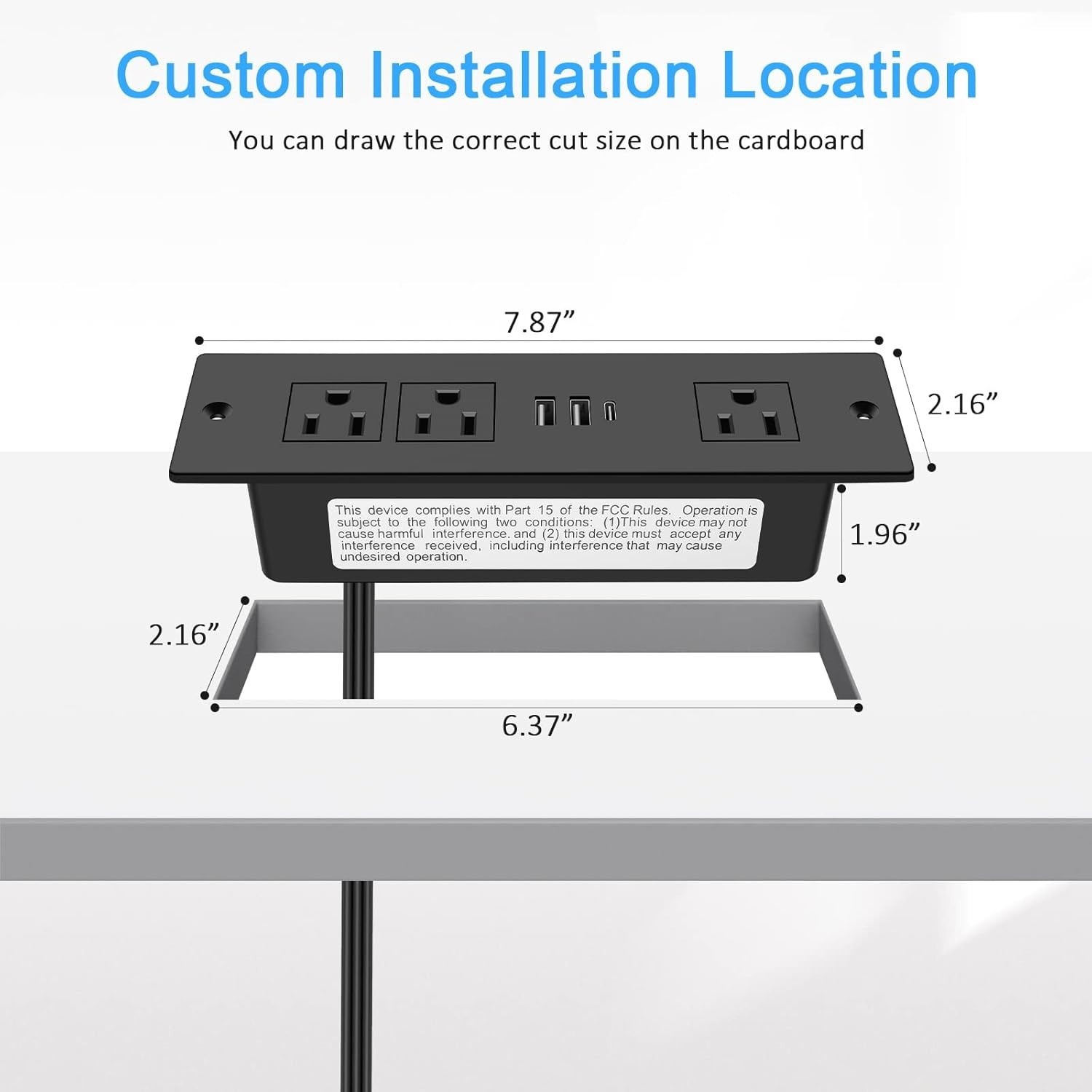 Recessed Power Strip, Furniture Drawer Outlet with 20W PD USB-C & 18W QC3.0 U…