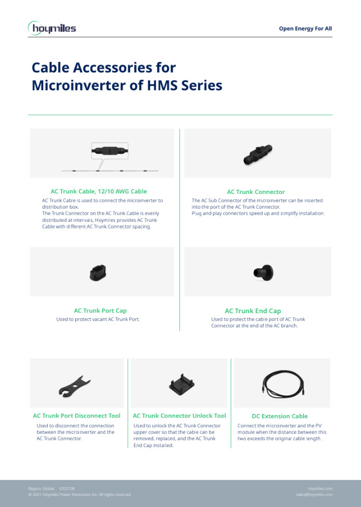 Hoymiles AC Trunk Cable 10 AWG (A6050251) – one 42M cable with 20 connectors