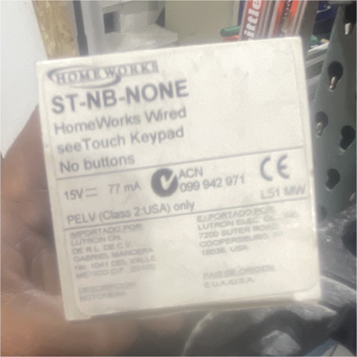 Lutron ST-NB-NONE Wired Keypad White 15V 77mA Wall Mount Matte Plastic