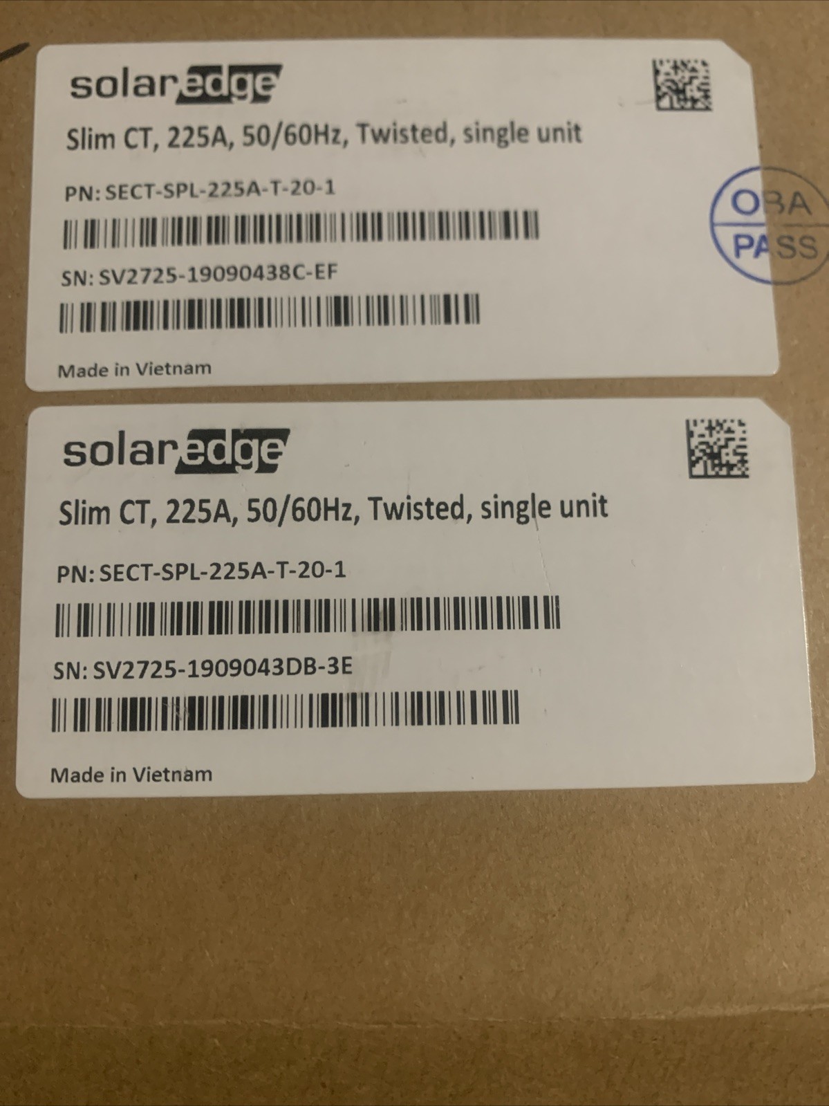 Solar Edge SECT-SPL-225A-T-20-1 Slim CT, 225A, 50/60Hz, Twisted Solaredge