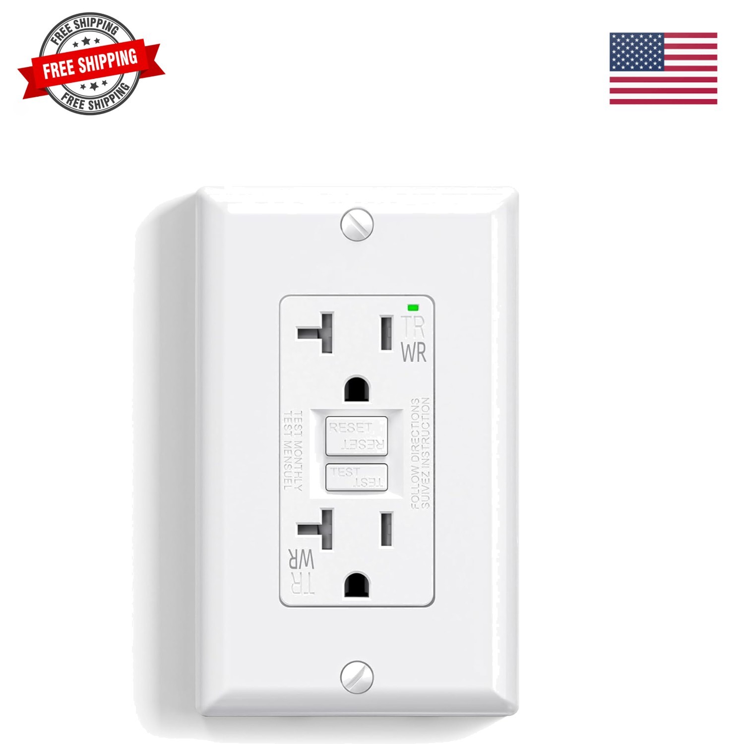 Outdoor GFCI Outlet 20 Amp, Self- GFI Electrical Outlet with Narrow Design, T…