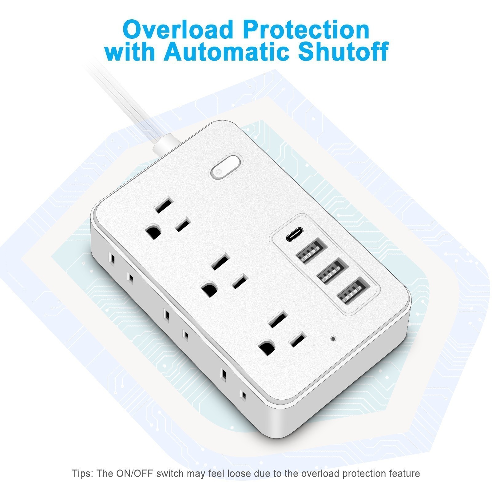 US Wall Power Strip Surge Protector 6/8 AC Outlets with 3 USB Ports +Type C Port