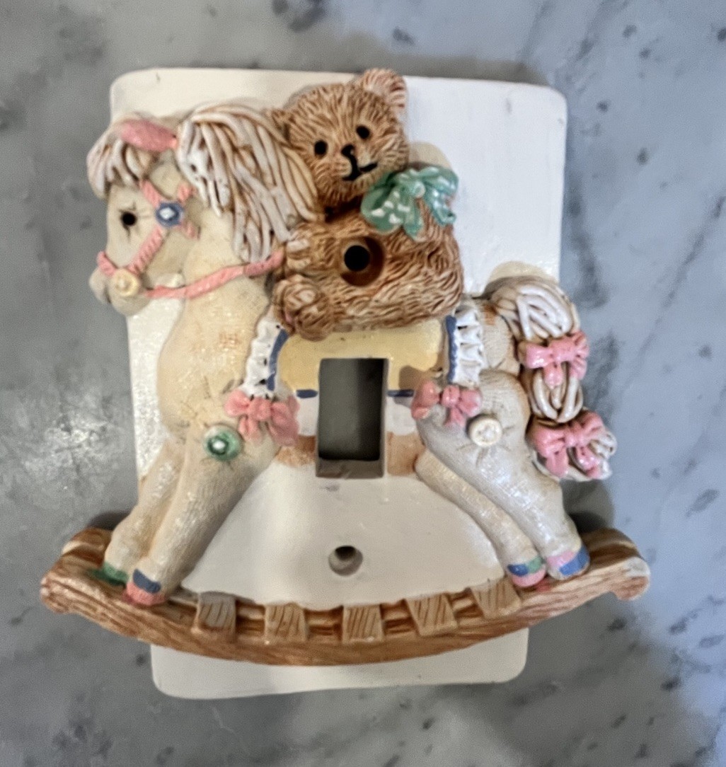 Vintage Teddybear rocking horse Decorative Light Switch Plate Cover retro
