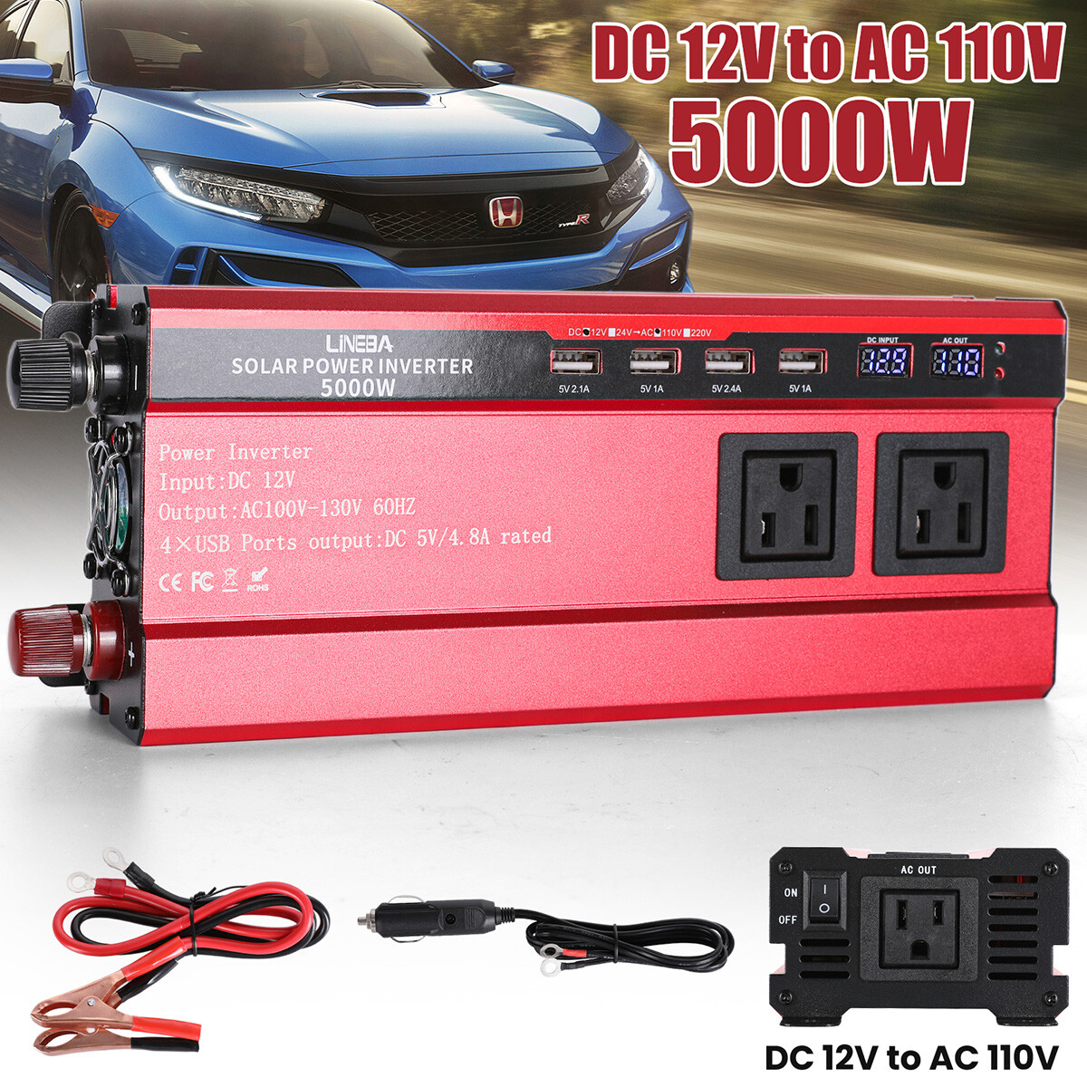 5000W Inverter with Solar Panel Kit & Controller 12V Off Grid For Home Camper RV