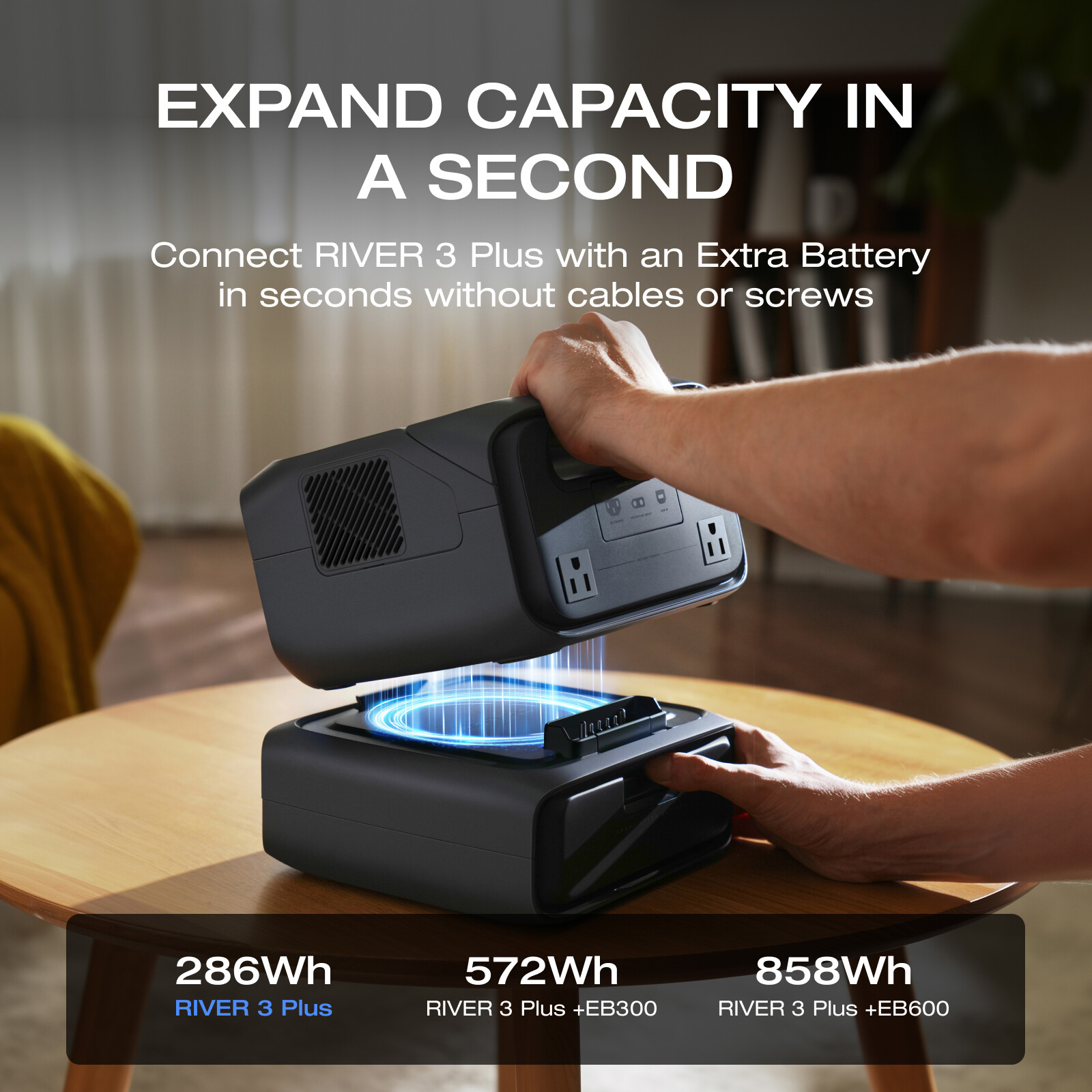 EcoFlow Wireleess River 3 Plus Portable Power Station with EB600 Extra Battery