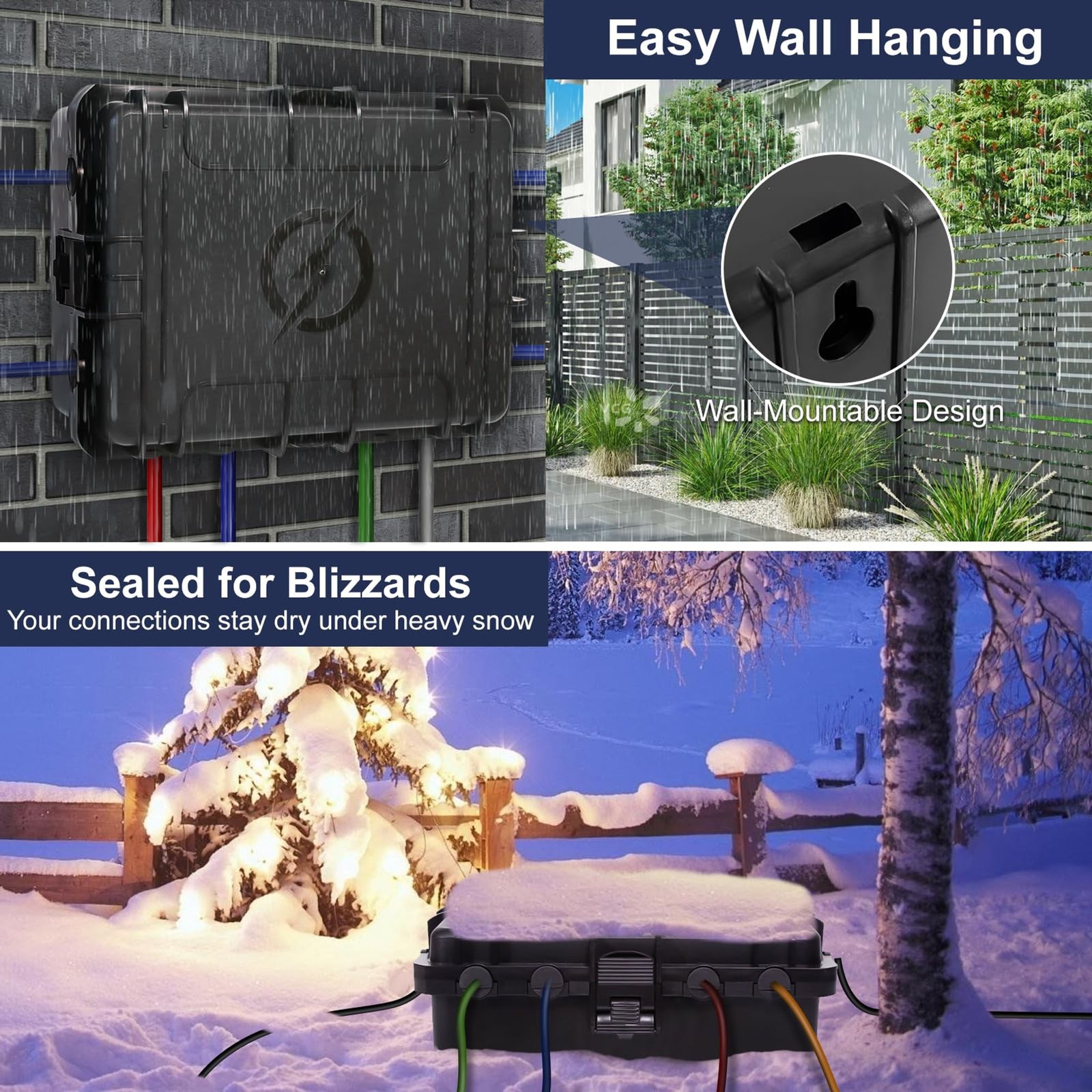 Large Outdoor Electrical Box Waterproof IP54 Extension Cord Cover Protect Power
