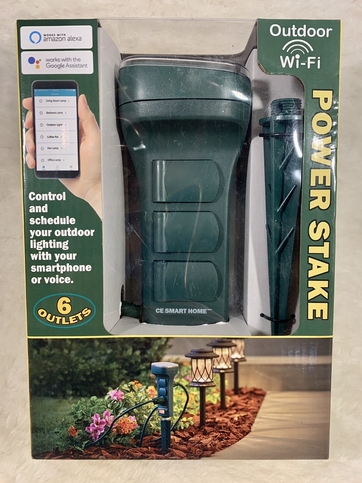 Garden Power Stake Smart Home Outdoor WIFI 6 OUTLETS Charging Essentials CE