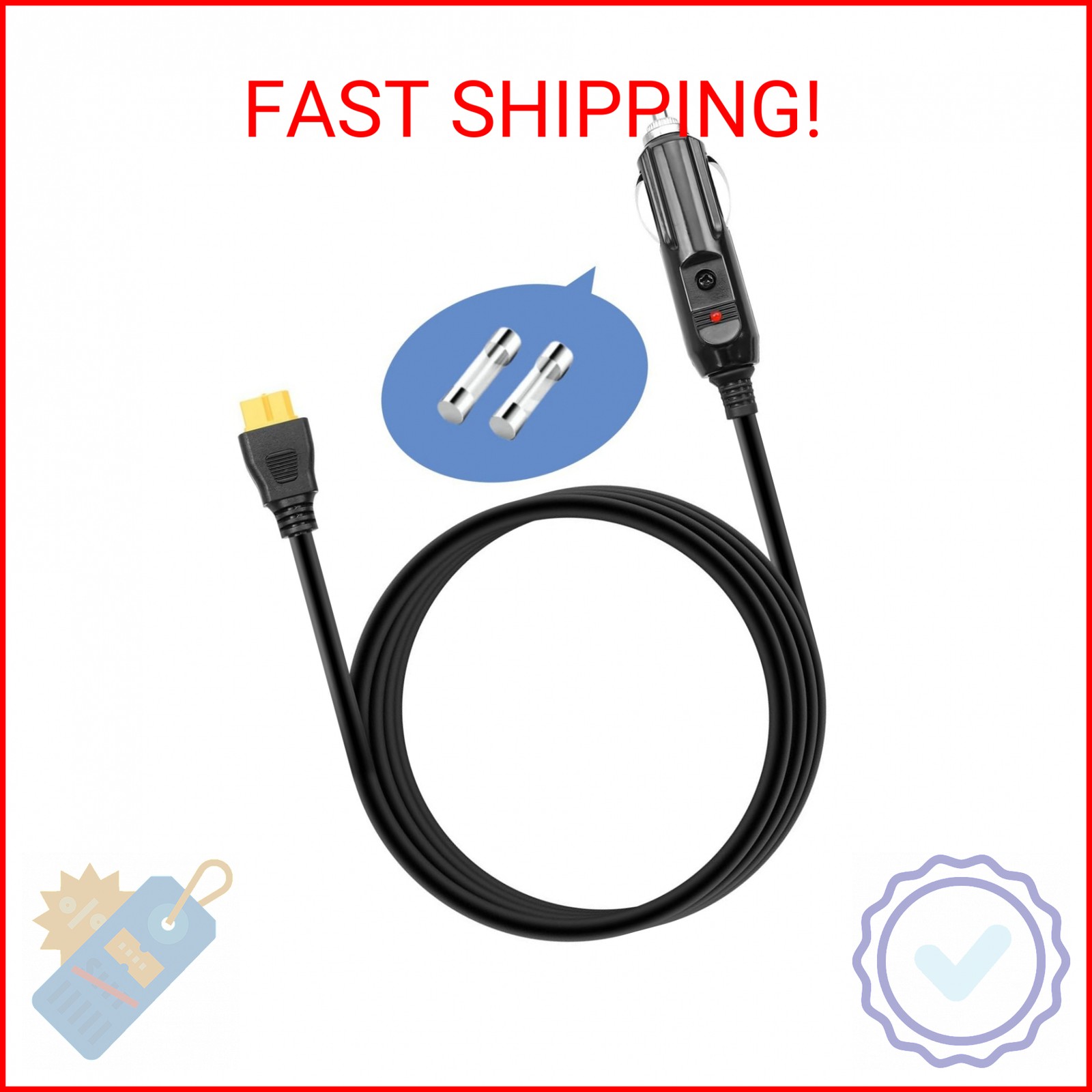 6.8FT Portable12V/24V Car Charger Suitable Compatible Ecoflow Delta/River, Bluet